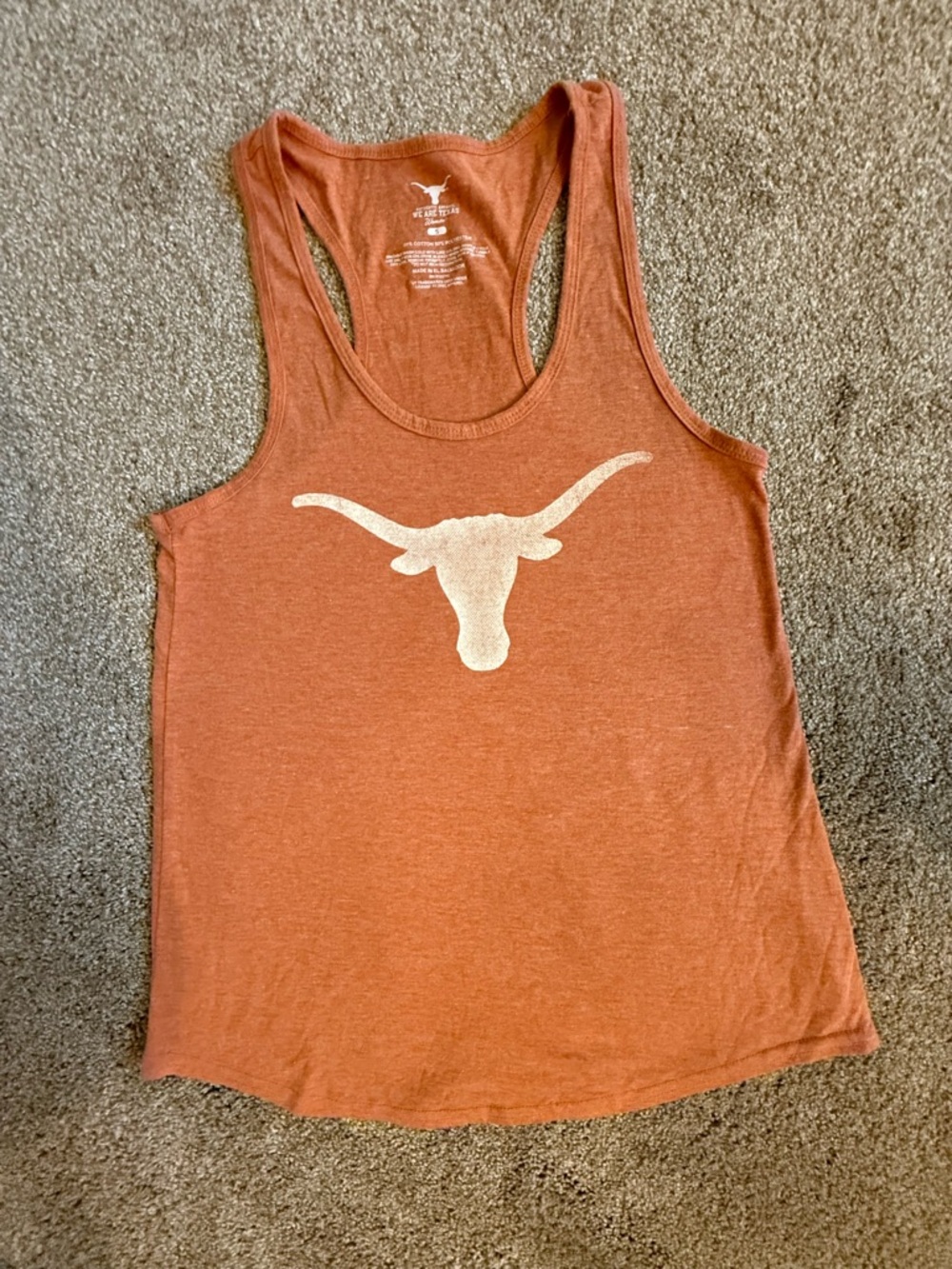 Texas Longhorns Rust Orange Racerback Tank with White Logo